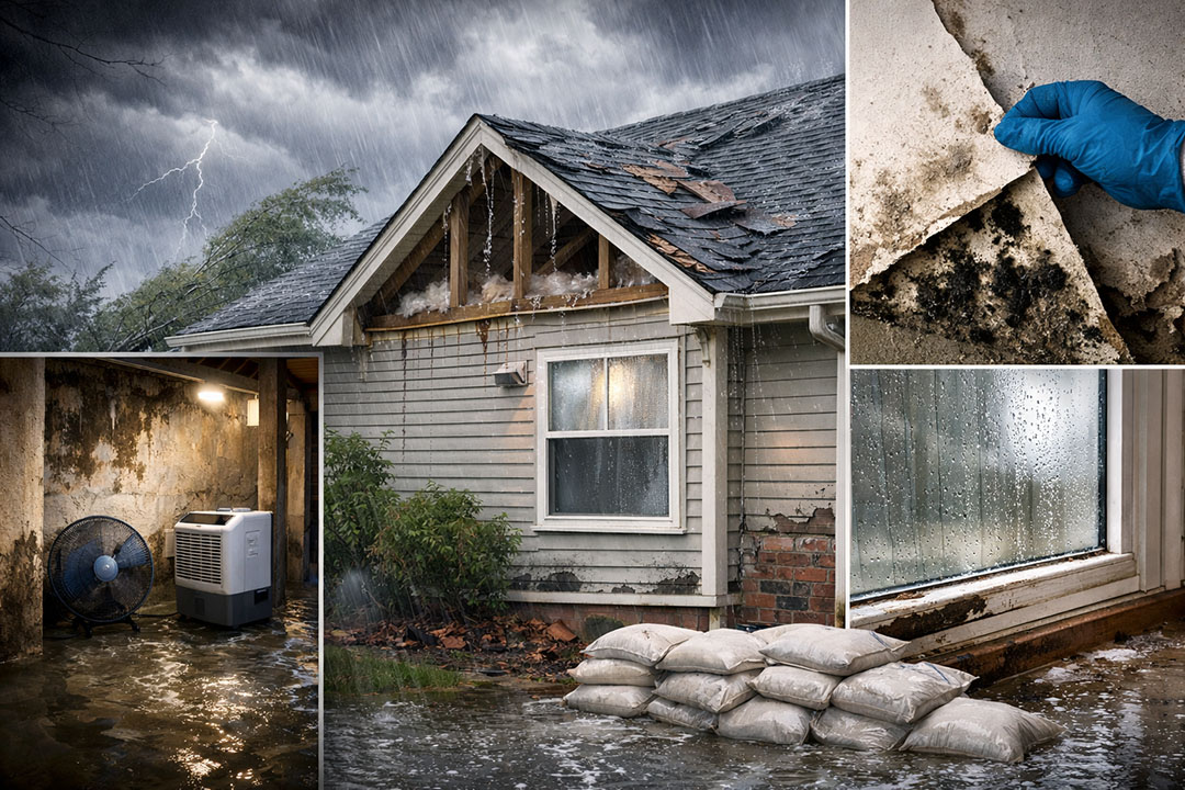 storm damage and mold invasion